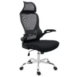 Chaise de Bureau CORFU, Appui-tête, Accoudoirs Rabattables, Design Ergonomique, Noir