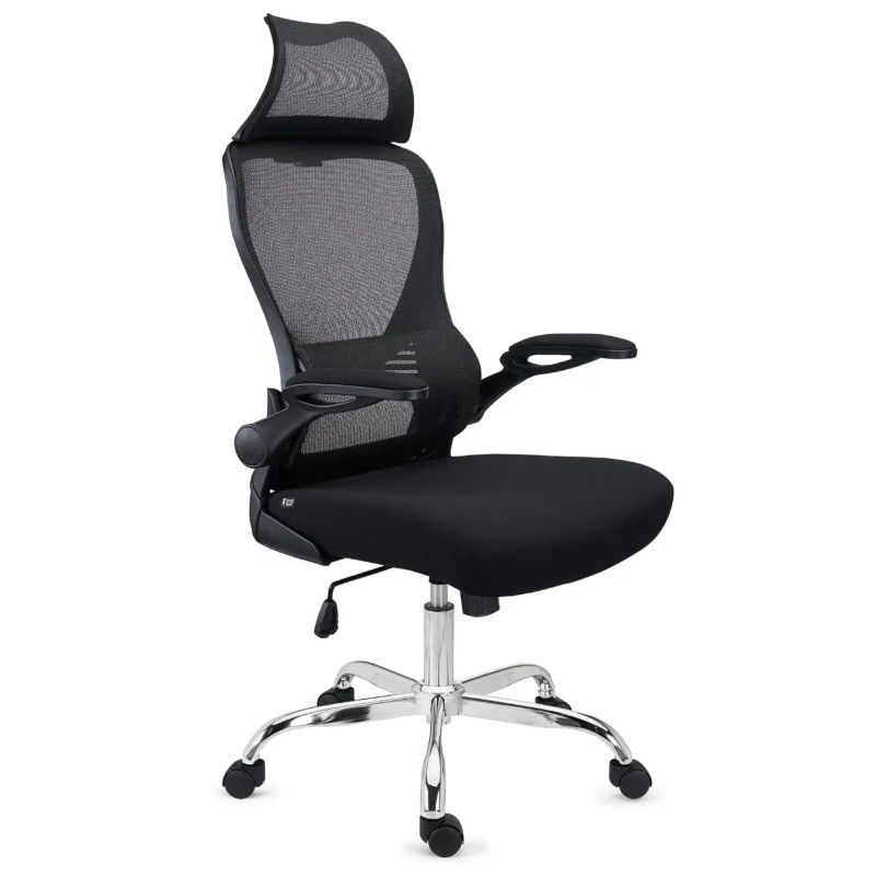 Chaise de Bureau CORFU, Appui-tête, Accoudoirs Rabattables, Design Ergonomique, Noir